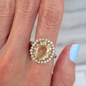 Topaz Crystal Halo Statement Ring